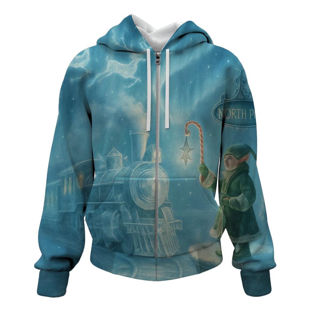 North Pole Aurora Train Platform pullover hoodies