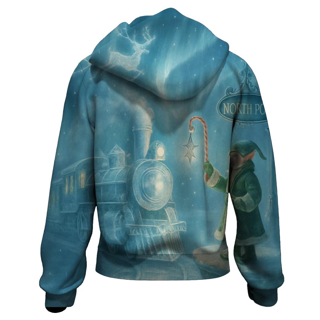 North Pole Aurora Train Platform pullover hoodies