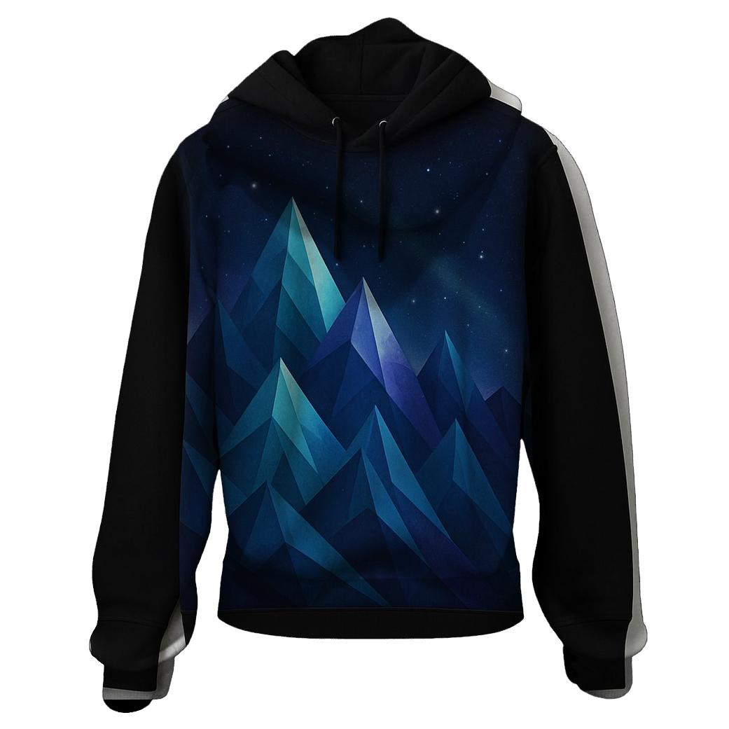 Starlit Gradient Mosaic Mountains printed hoodies