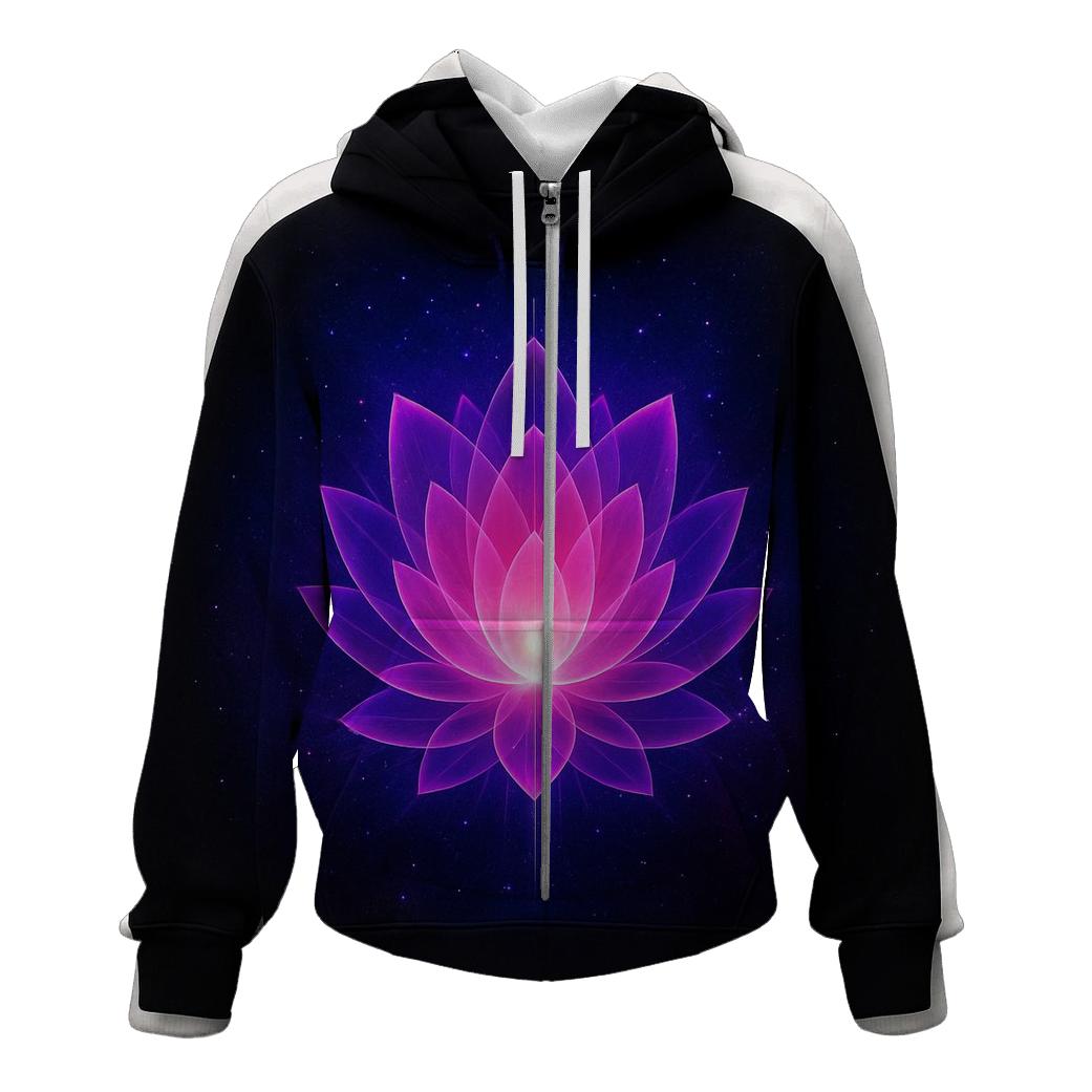 Cosmic Bloom Gradient Lotus hoodies fashion