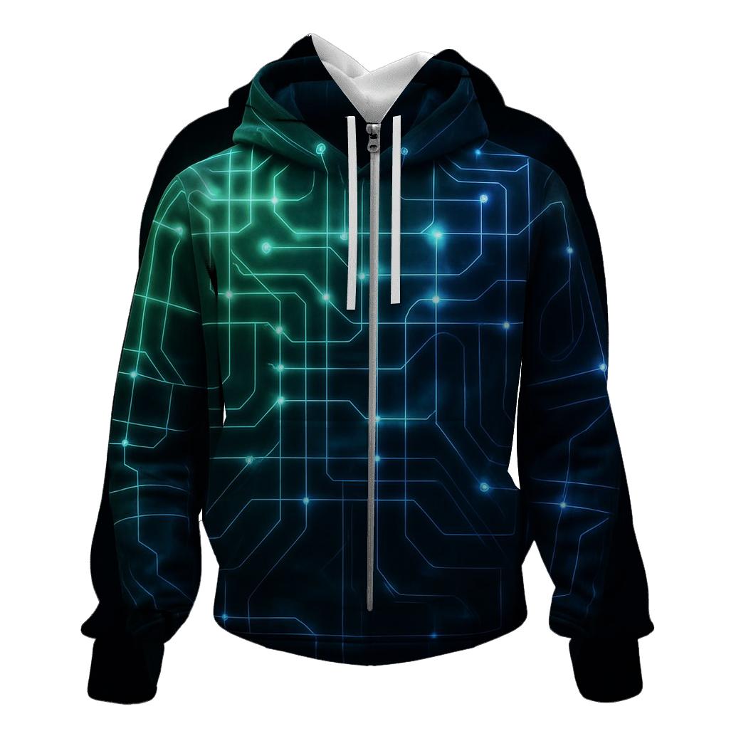 Aurora Circuit Gradient Grid premium hoodies