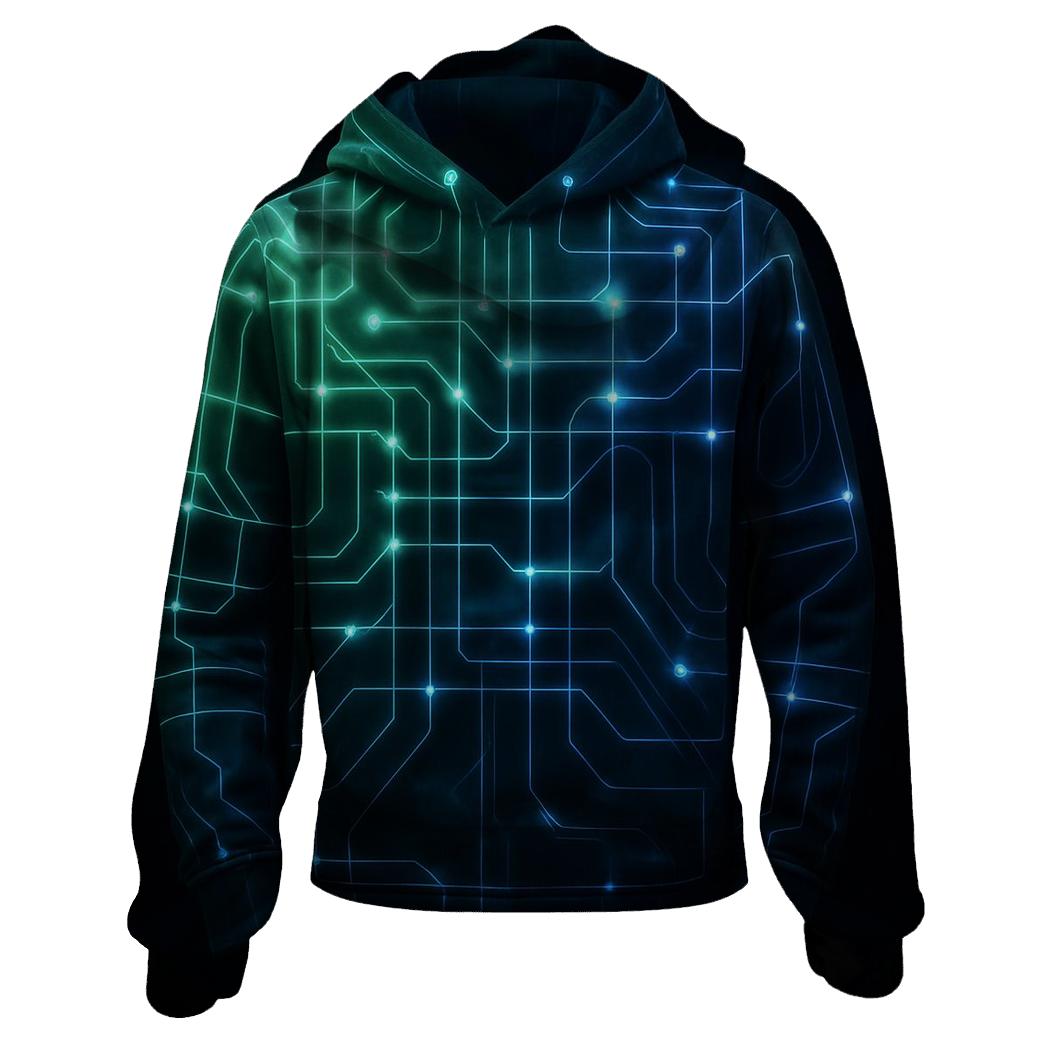 Aurora Circuit Gradient Grid premium hoodies
