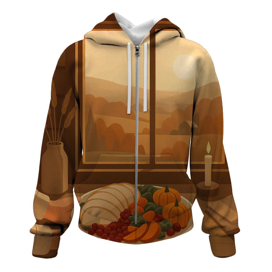 Cabin Window Harvest Panorama premium hoodies