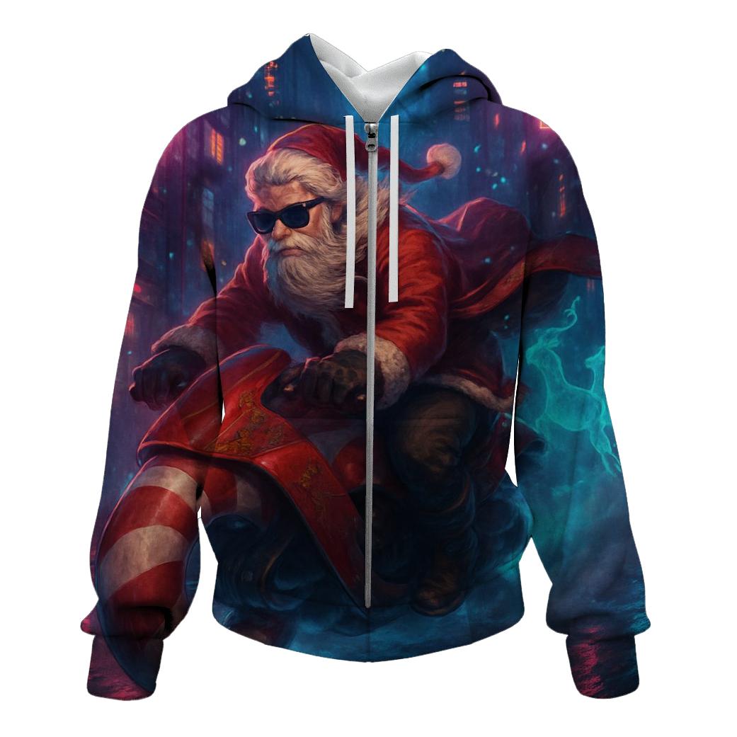 Neon Alley Santa Rider heavyweight hoodies