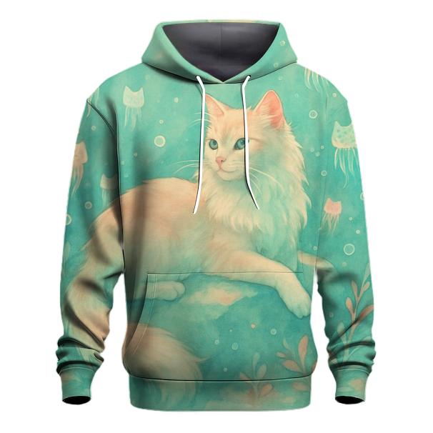 Moonlit Jellyfish Cat Garden embroidered hoodies