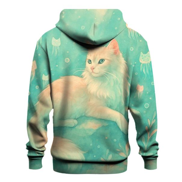 Moonlit Jellyfish Cat Garden embroidered hoodies