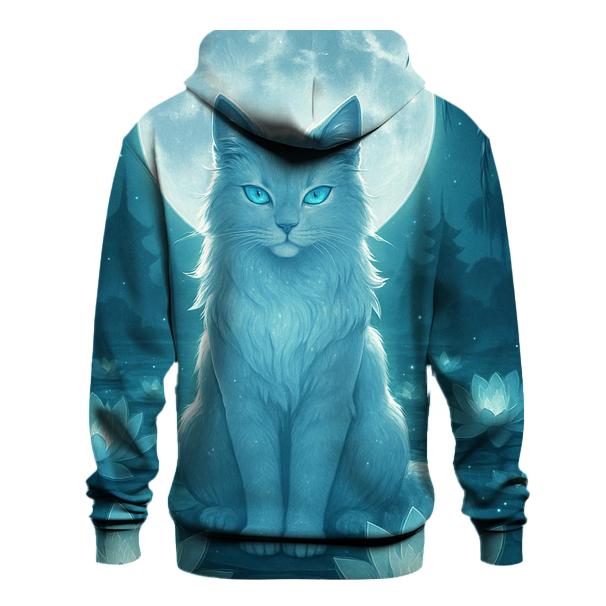 Moonlit Lotus Guardian Cat graphic hoodies