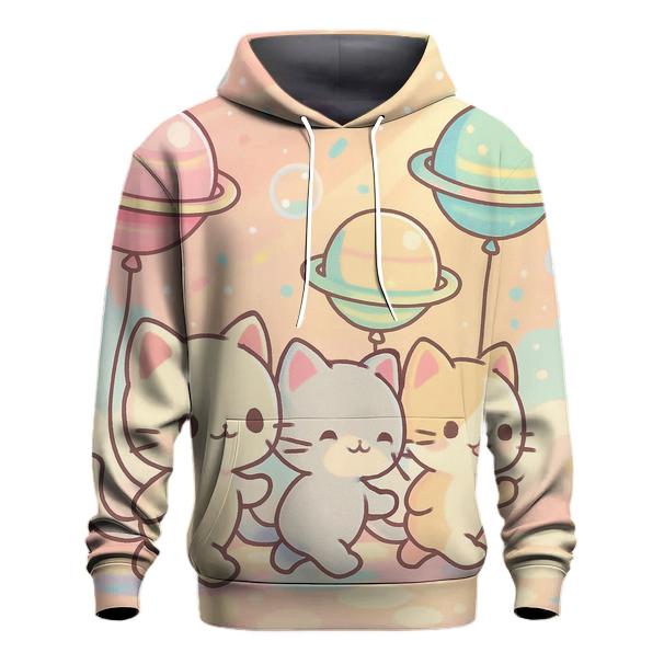 Rainbow Balloon Parade Kittens graphic hoodies