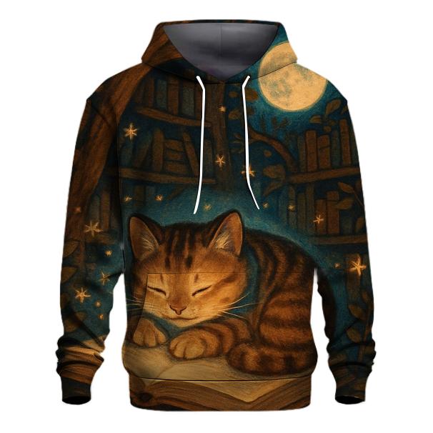 Starlit Library Cat Nook lightweight hoodies