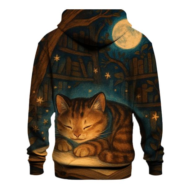 Starlit Library Cat Nook lightweight hoodies