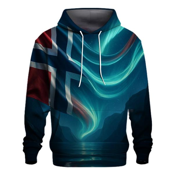 AuroraCrossNorwayFjord heavyweight hoodies