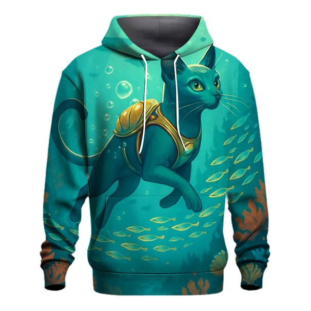 Tidal Coral Reef Diver Cat hoodie designs