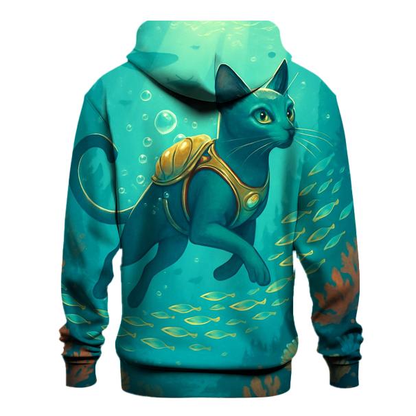Tidal Coral Reef Diver Cat hoodie designs