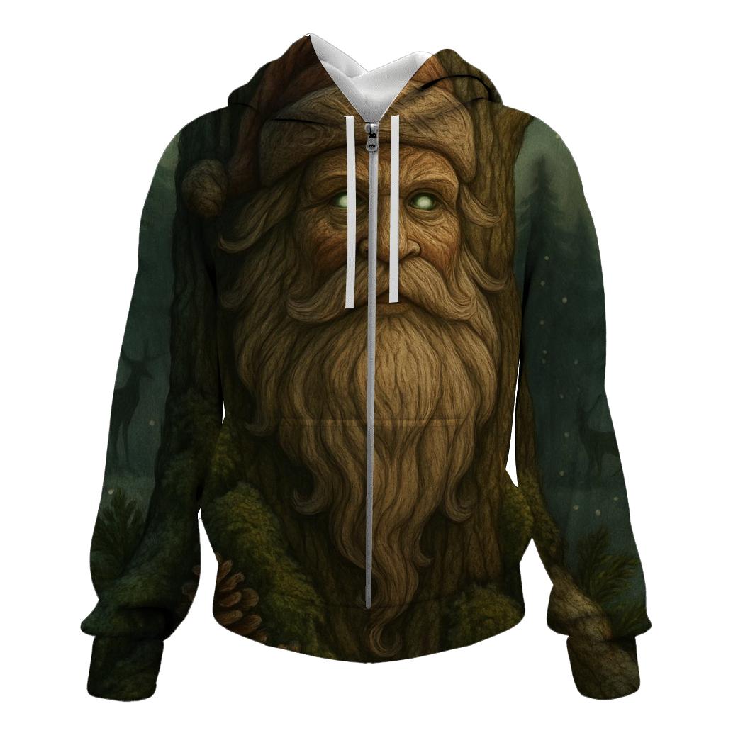 Forest Guardian Woodcarved Santa lightweight hoodies