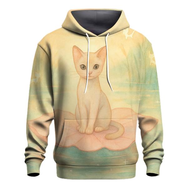 Sunrise Lotus Pond Dream Cat zip-up hoodies