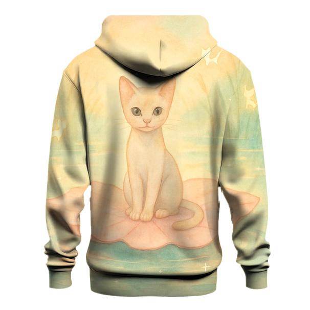 Sunrise Lotus Pond Dream Cat zip-up hoodies