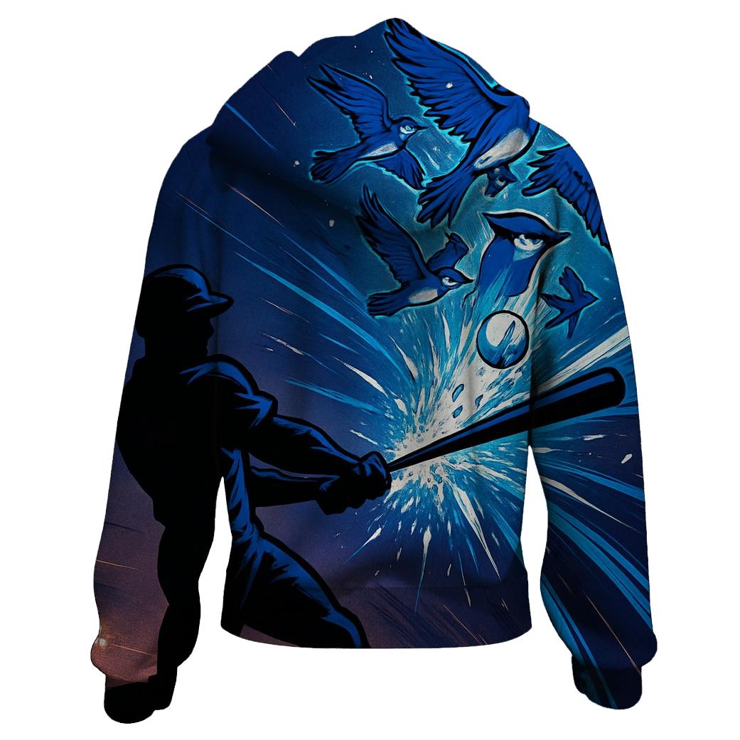 Clutch Swing Home Run Arc Blue Jays graphic hoodies