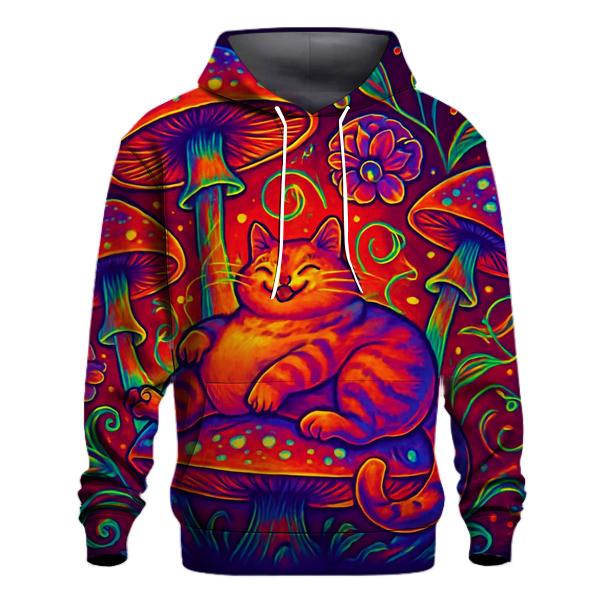 Psychedelic Mushroom Grove Cat heavyweight hoodies