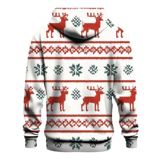 Nordic Reindeer Stripe On Snowfield White custom hoodies