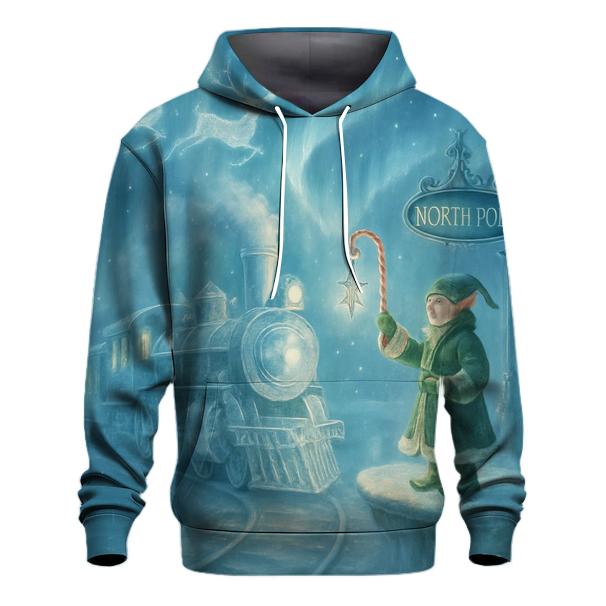 North Pole Aurora Train Platform pullover hoodies