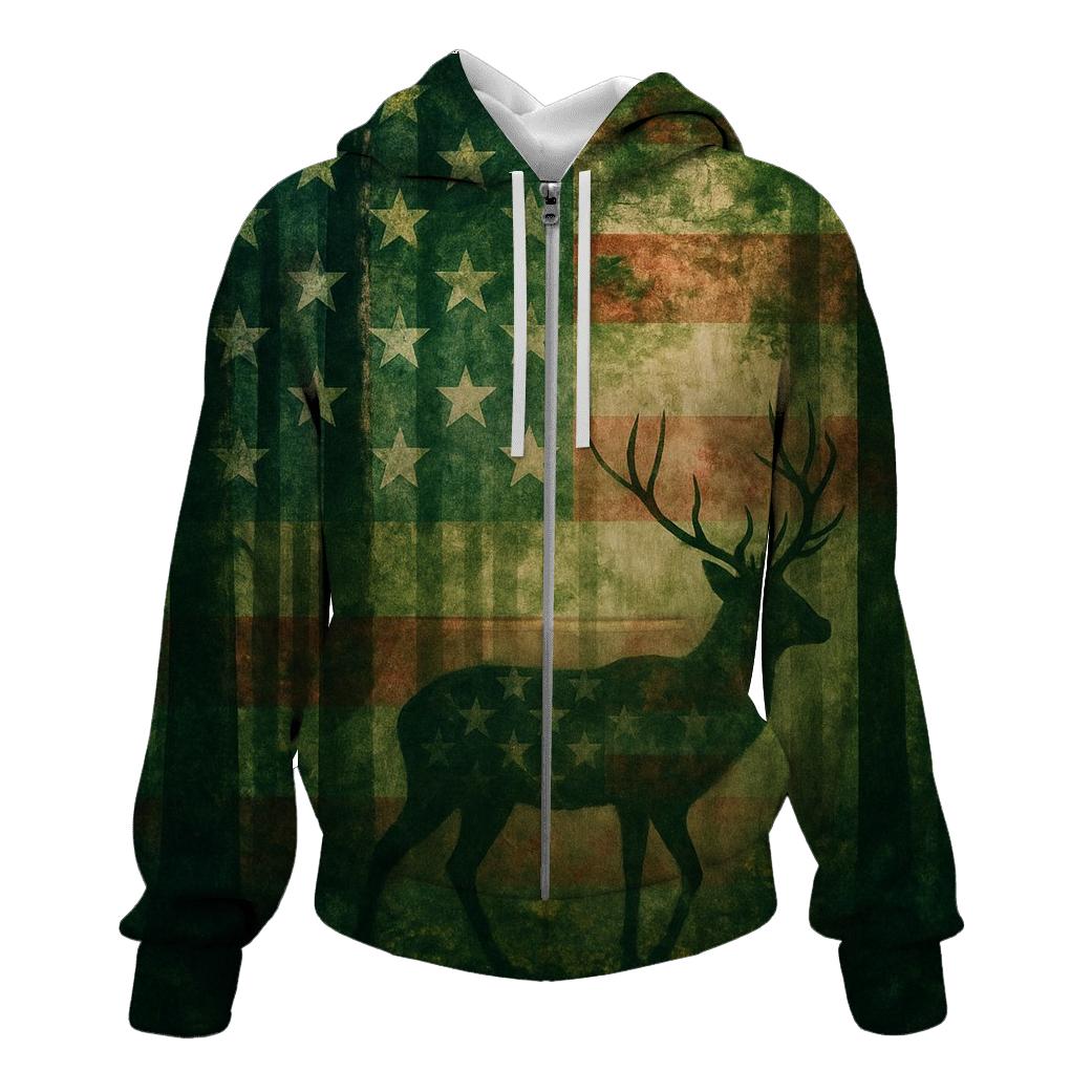 Patriotic Forest Camouflage Spirit zip-up hoodies