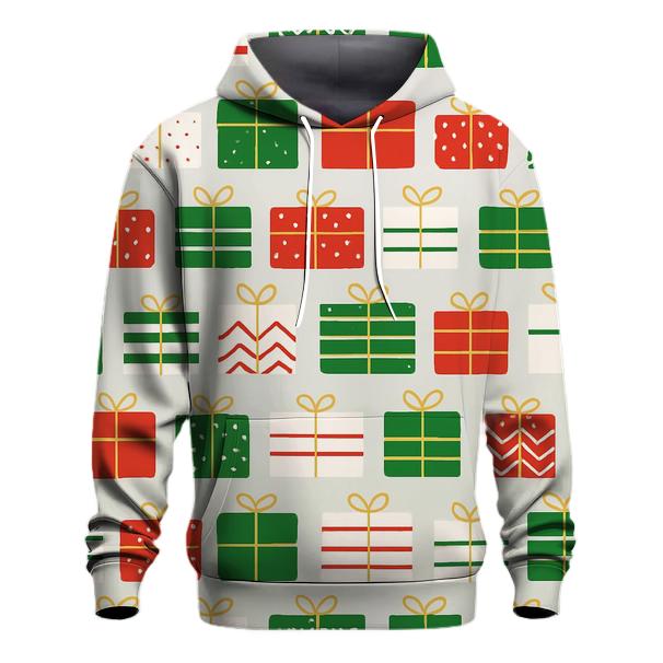 Striped Gift Box Mosaic On Soft Gray printed hoodies