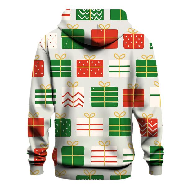 Striped Gift Box Mosaic On Soft Gray printed hoodies
