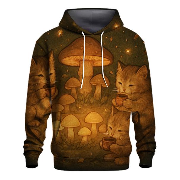 Forest Mushroom Tea Party Cats custom hoodies