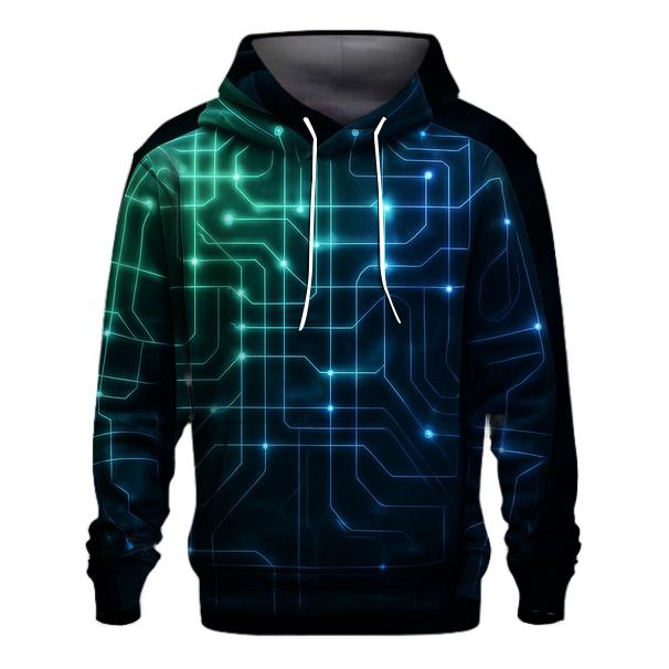 Aurora Circuit Gradient Grid printed hoodies