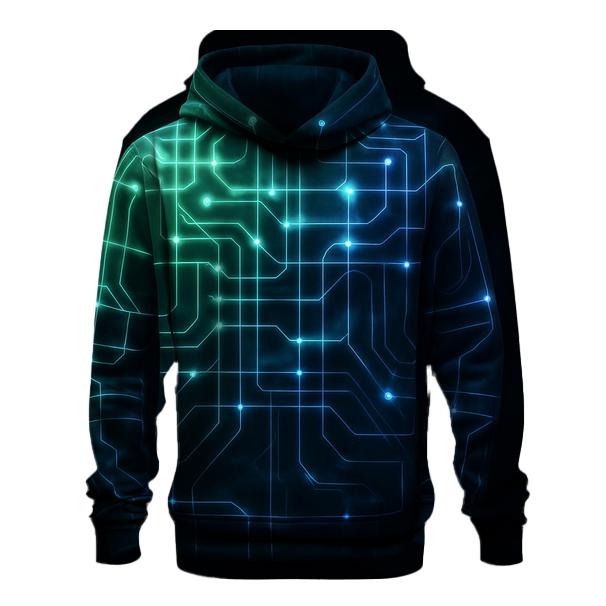Aurora Circuit Gradient Grid printed hoodies