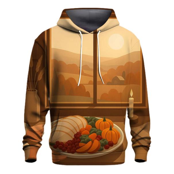 Cabin Window Harvest Panorama graphic hoodies