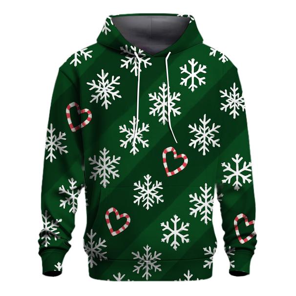 Candy Cane Snowflake Diagonal On Forest Green premium hoodies