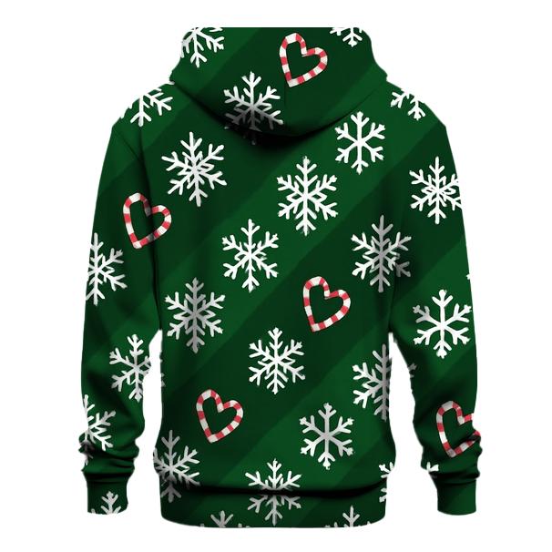 Candy Cane Snowflake Diagonal On Forest Green premium hoodies