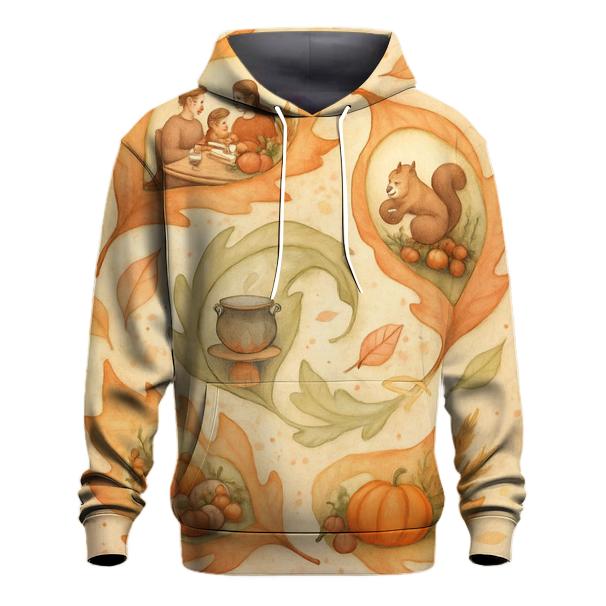 Autumn Leaf Gratitude Spiral embroidered hoodies