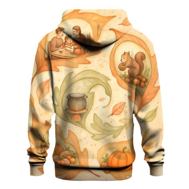Autumn Leaf Gratitude Spiral embroidered hoodies