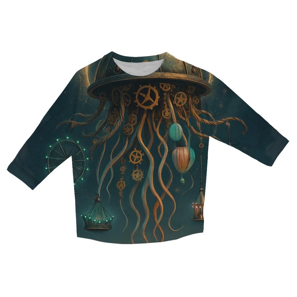 Clockwork Jellyfish Carnival printed three quarter sleeve shirts