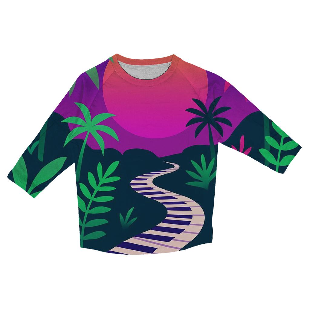Retro Synth Jungle trendy 3/4 sleeve tops