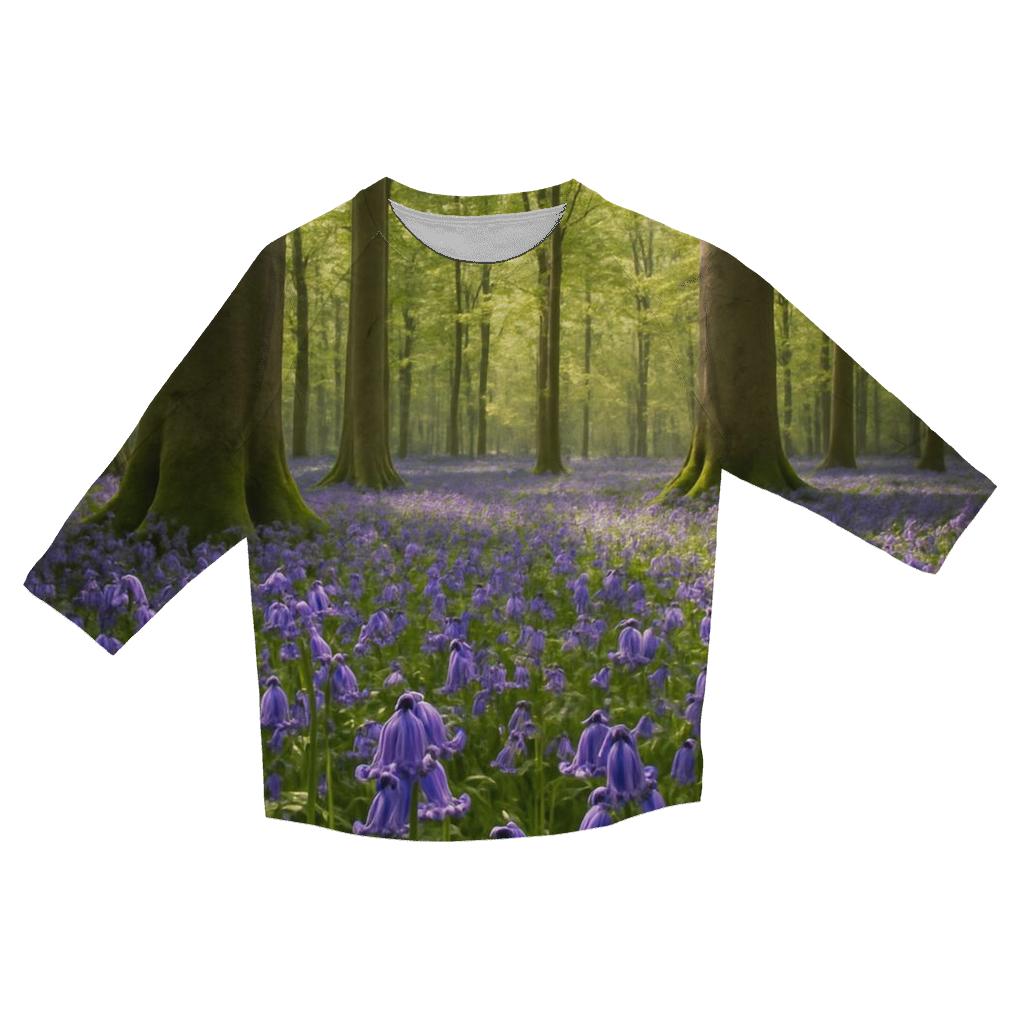 Bluebells In Ancient Beechwood stylish quarter sleeve tops
