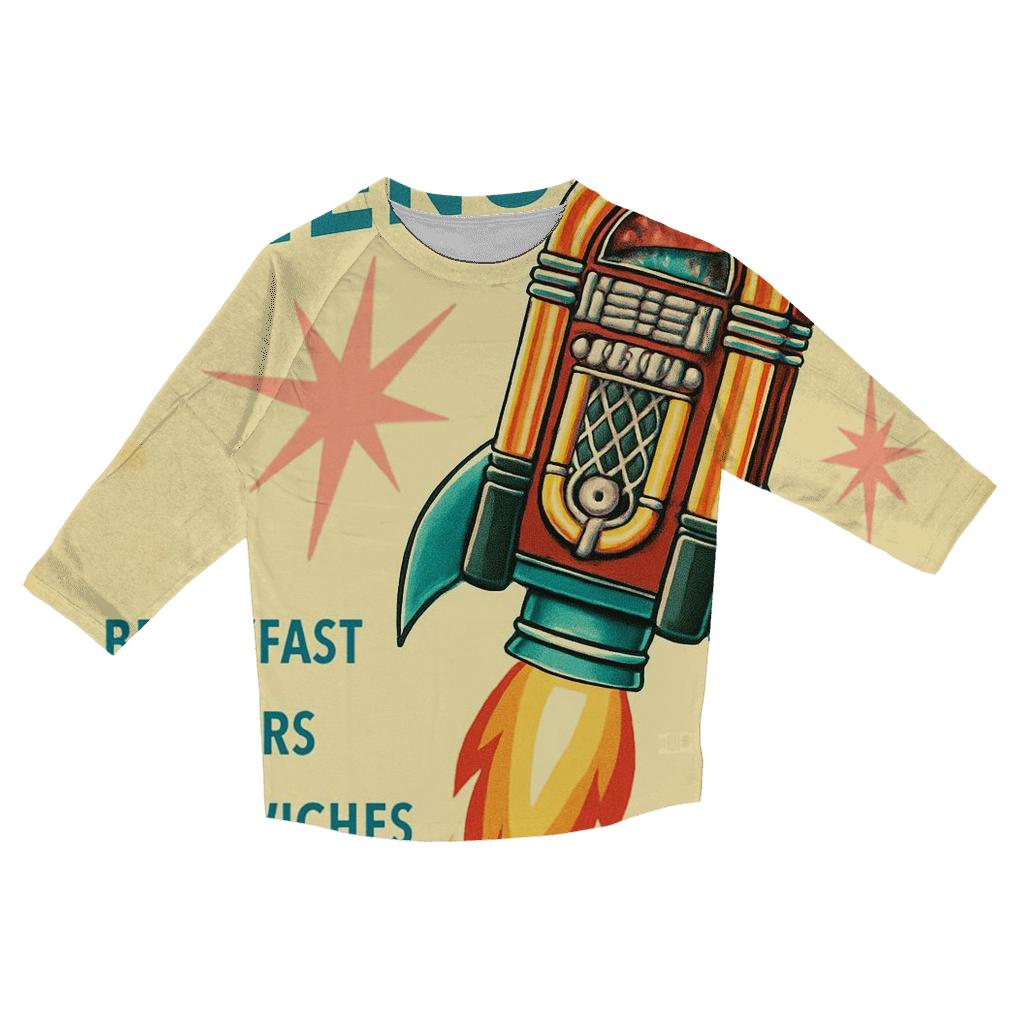 Mid Century Rocket Diner Menu Cover trendy 3/4 sleeve tops