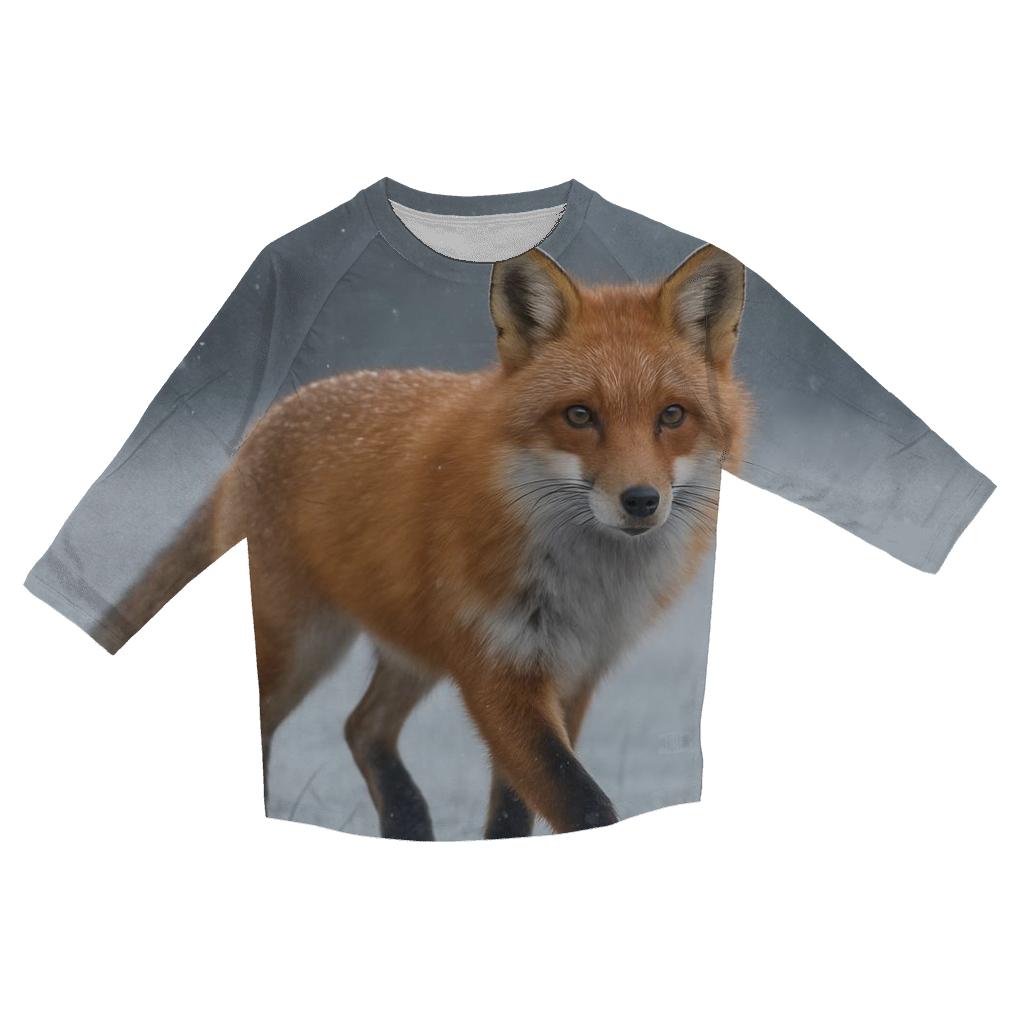Red Fox In Winter Meadow trendy 3/4 sleeve tops