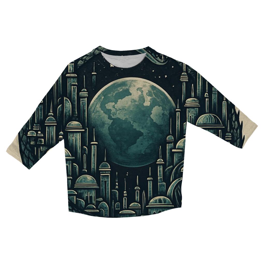 Orbiting Cities Ouroboros printed three quarter sleeve shirts