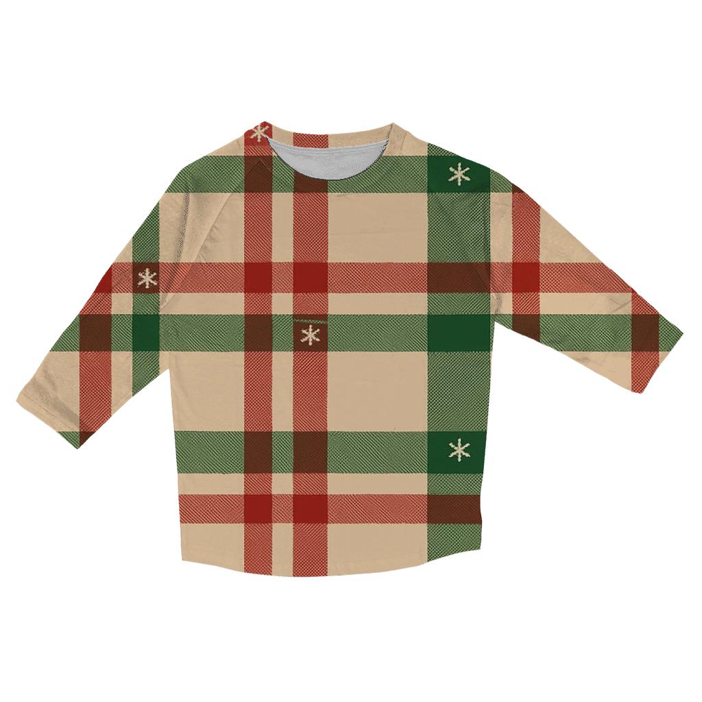 Crisscross Tartan Snow Glow trendy 3/4 sleeve tops