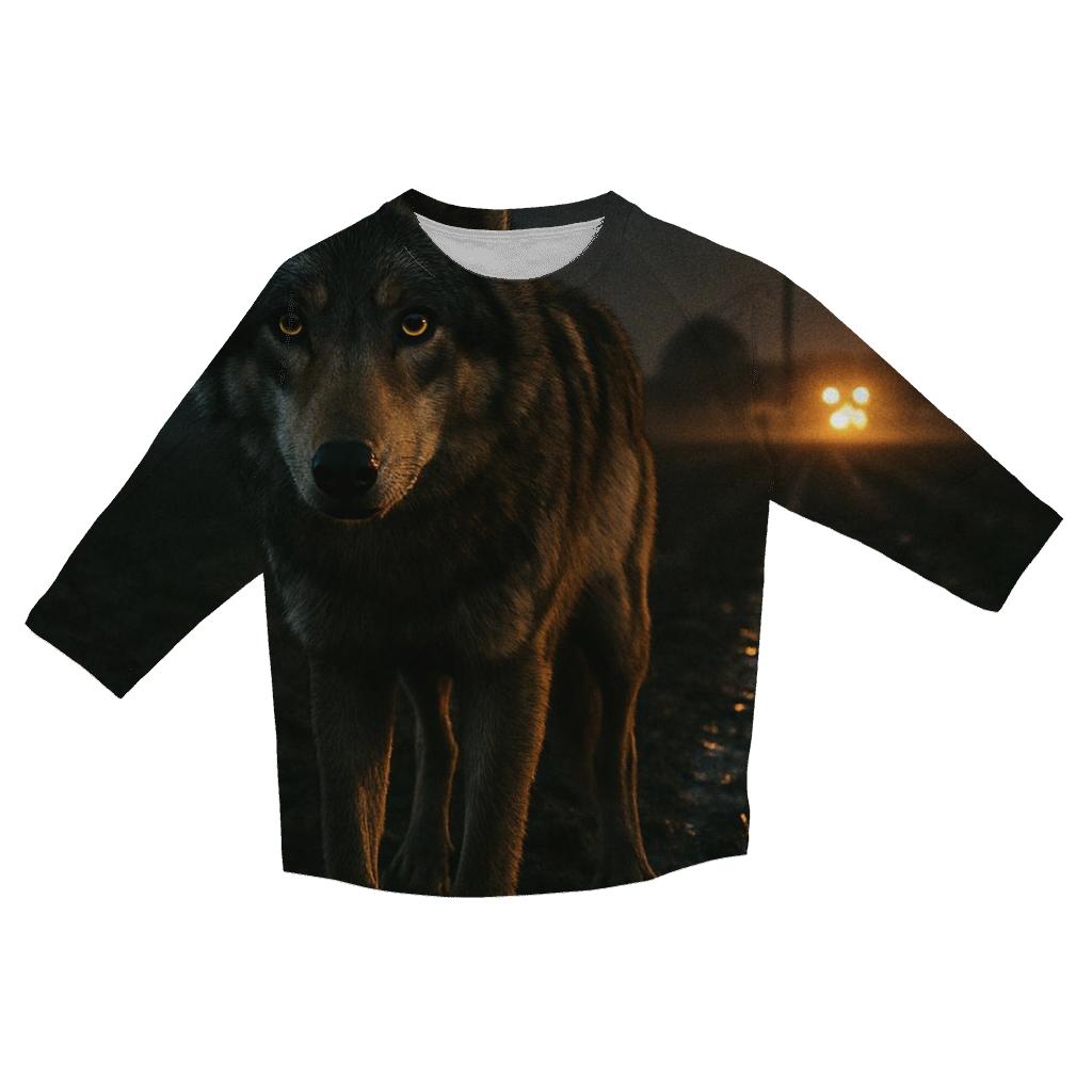 Farm Edge Wolf In Headlights Glow designer 3/4 sleeve blouses
