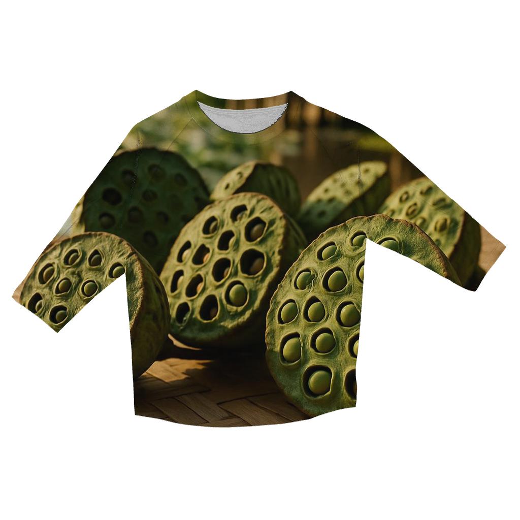 Lotus Seeds Drying On Bamboo Mat personalized 3/4 sleeve tees