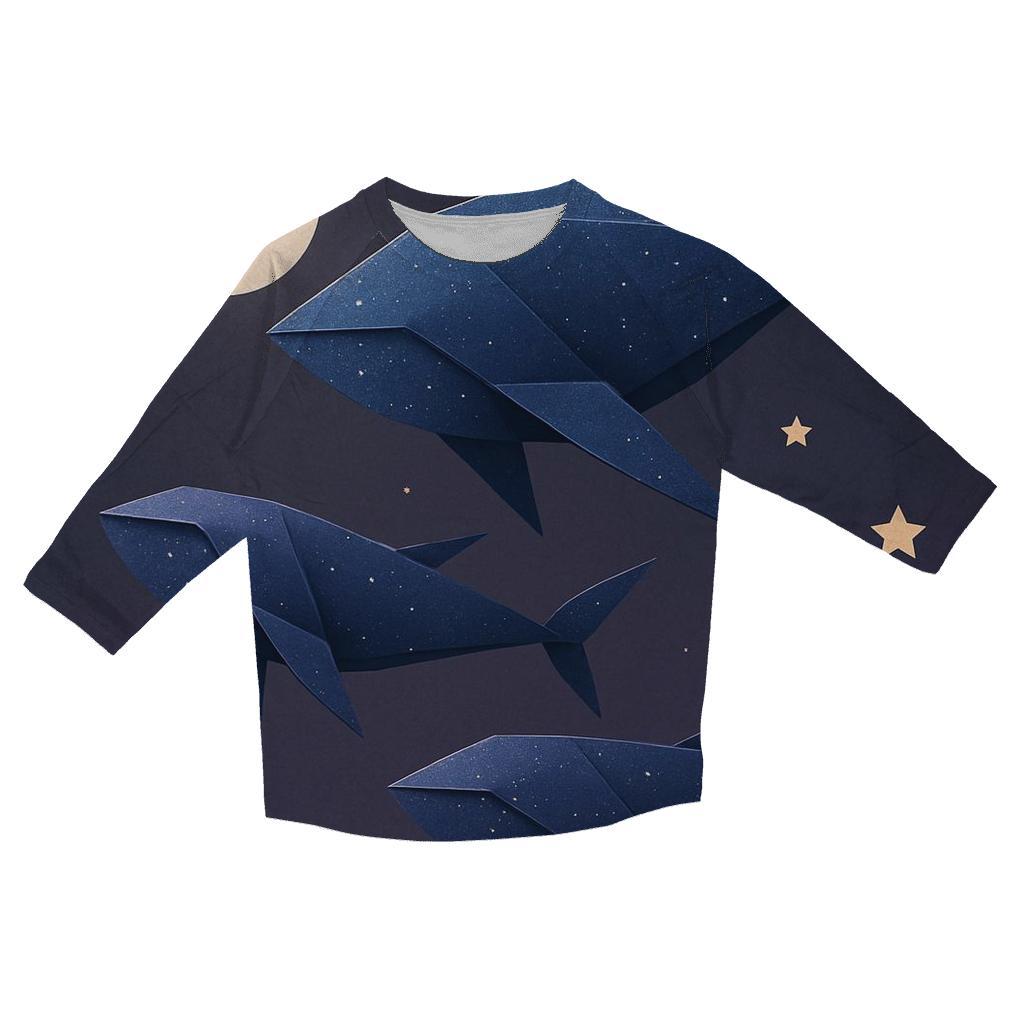 Cosmic Origami Whales designer 3/4 sleeve blouses