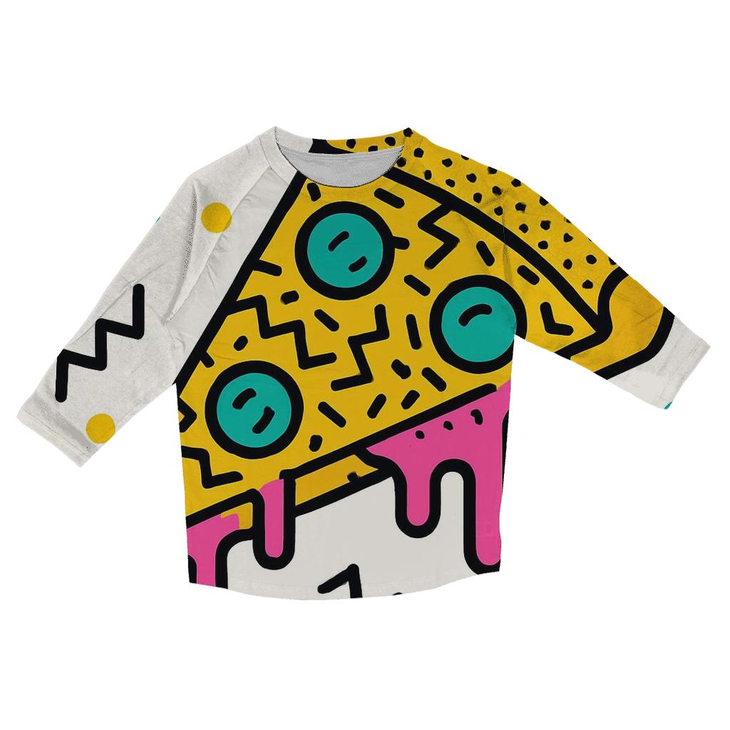 Memphis Pizza Party fashion 3/4 sleeve shirts