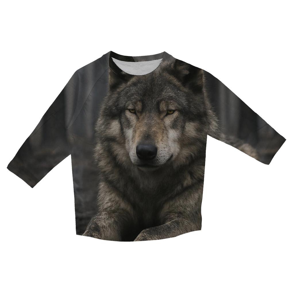 Resting Wolf On Charred Forest Floor trendy 3/4 sleeve tops