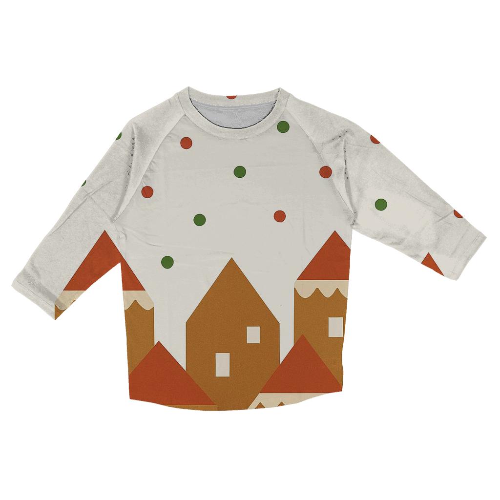 Gingerbread Village Blocks casual three quarter sleeve shirts