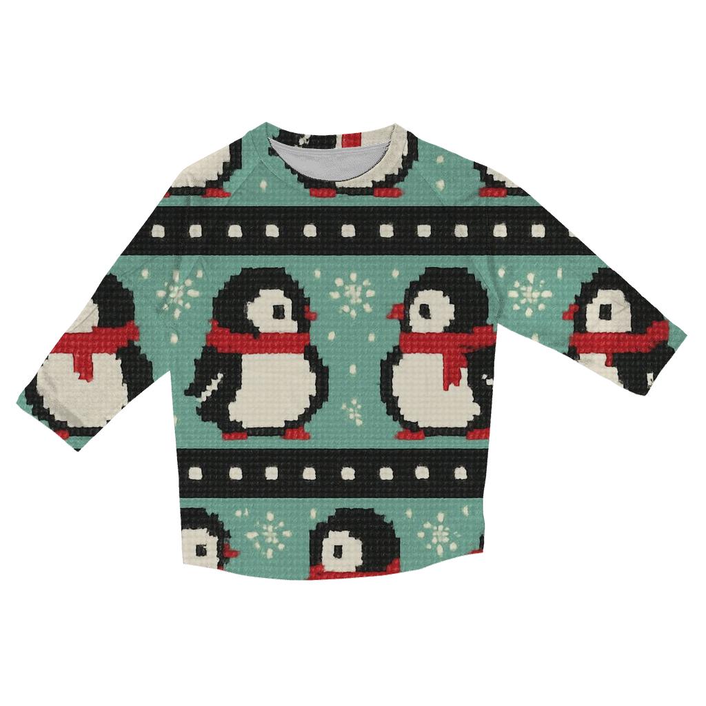 Polar Penguin Polka Stripe Design printed three quarter sleeve shirts