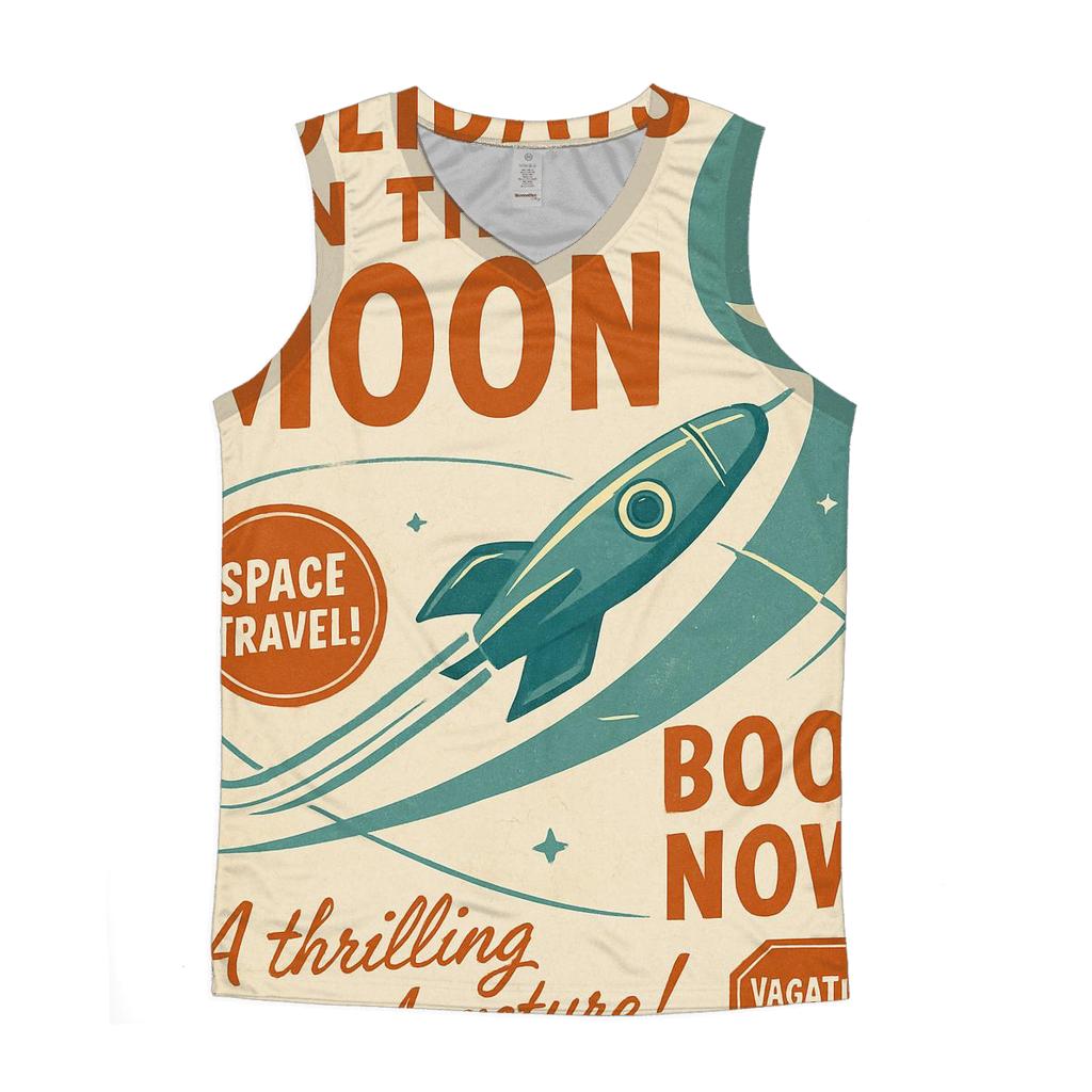 Retro Lunar Travel Agency Ad casual summer tank tops